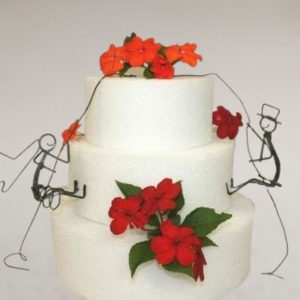 bride and groom rappelling cake topper