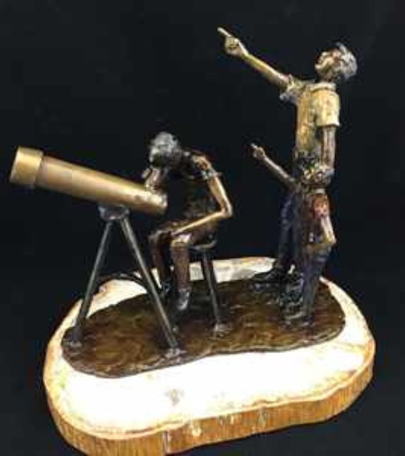 bronze telescope sculpture